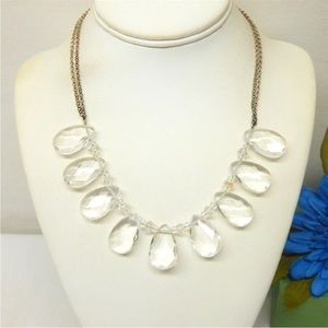 Vintage Sterling Silver 925 Genuine Clear Crystal Quartz Necklace 18”